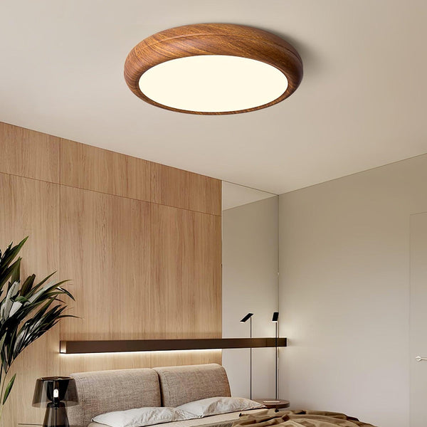 Ronde Plafondlamp Met Houtnerf - hanglampen