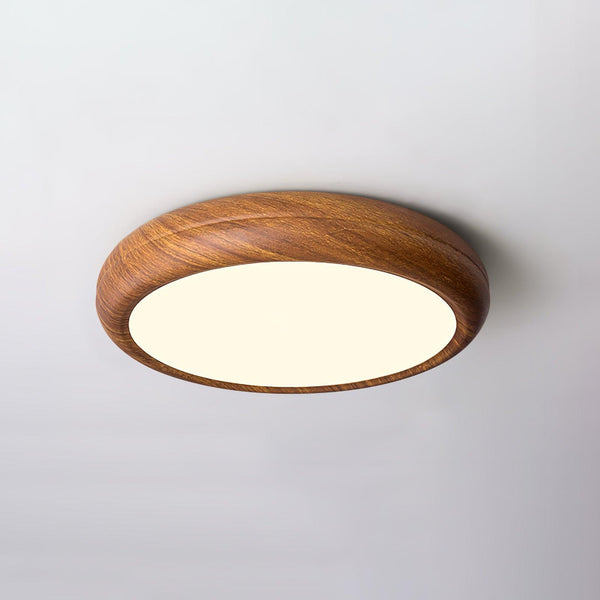 Ronde Plafondlamp Met Houtnerf - hanglampen - zijaanzicht