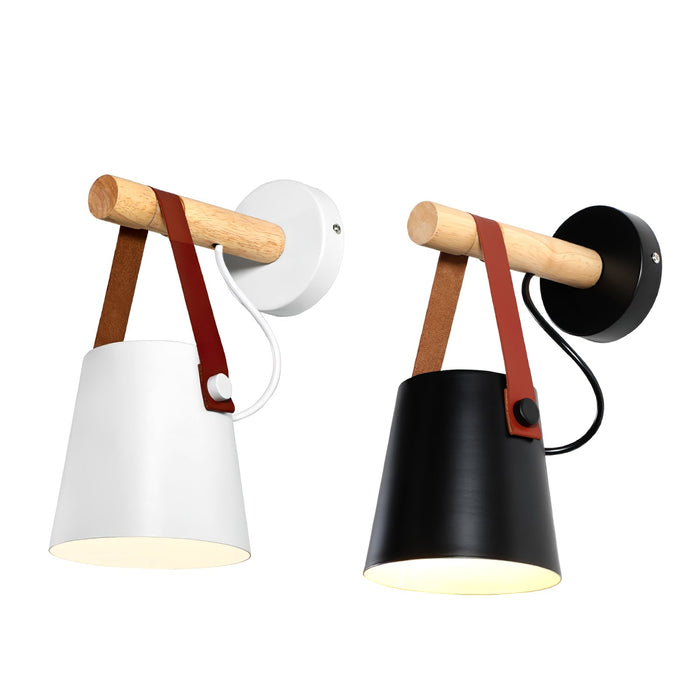 Conische Wandlamp van Hout - wandlampen - sfeerbeeld