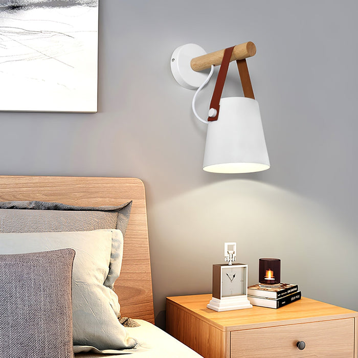 Conische Wandlamp van Hout - wandlampen - detail