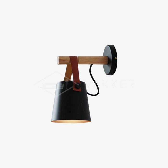 Conische Wandlamp van Hout