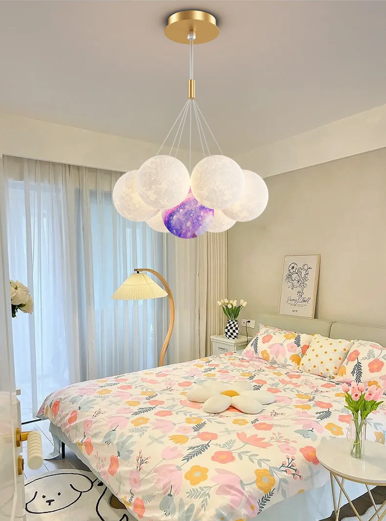 DreamGlow KidsChandelier – Moderne 3D-Print Kinderkamer Hanglamp - hanglampen - sfeerbeeld