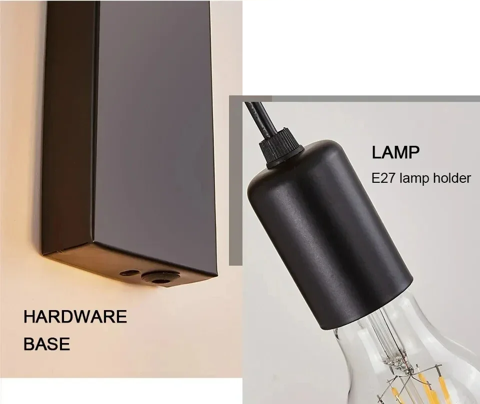 RetroLume – Vintage Wandlamp van Hout & IJzer met LED E27 | Industrieel & Loft Design - wandlamp - gemonteerd
