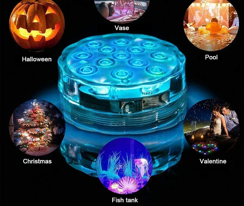 LUMISNAP 10-LED RGB Onderwaterlampen met Magnetische Bevestiging