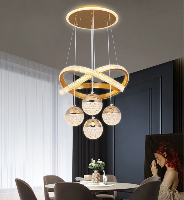 LumaCrest LED Hanglamp – Moderne Art Deco Sfeer voor Eetkamer en Woonruimte - plafondlamp - afmetingen