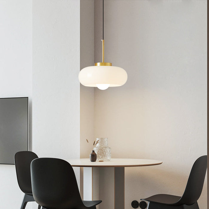 Moderne Kroonluchter Van Koper En Glas - hanglampen - close-up