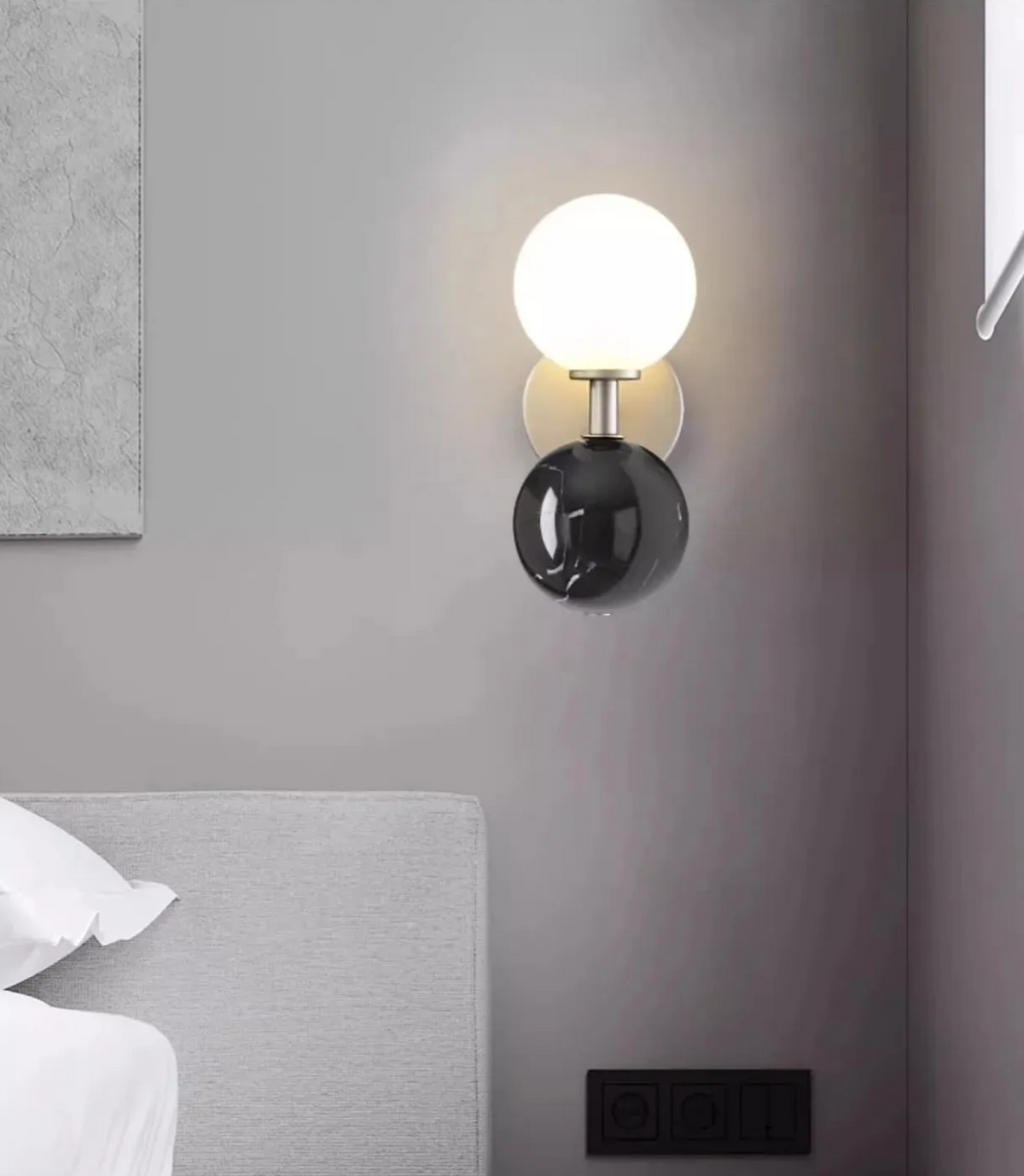 Nordic Marble Glow – Luxe LED Wandlamp van Marmer - wandlamp - materiaaldetail