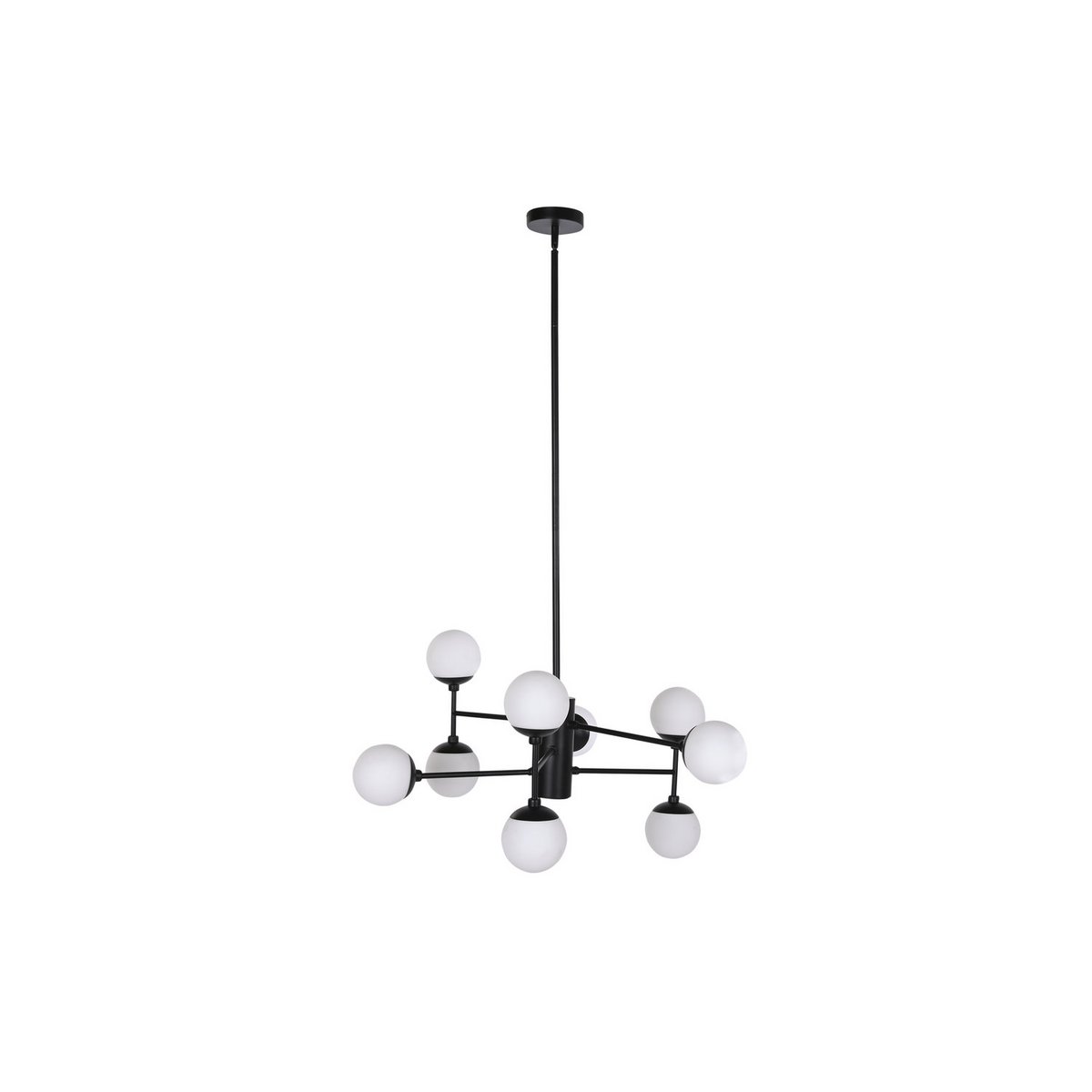 Alexandra Meti - Metalen Glazen Plafondlamp 80X80X60 9 Zwarte Ballen - plafondlampen - afmetingen