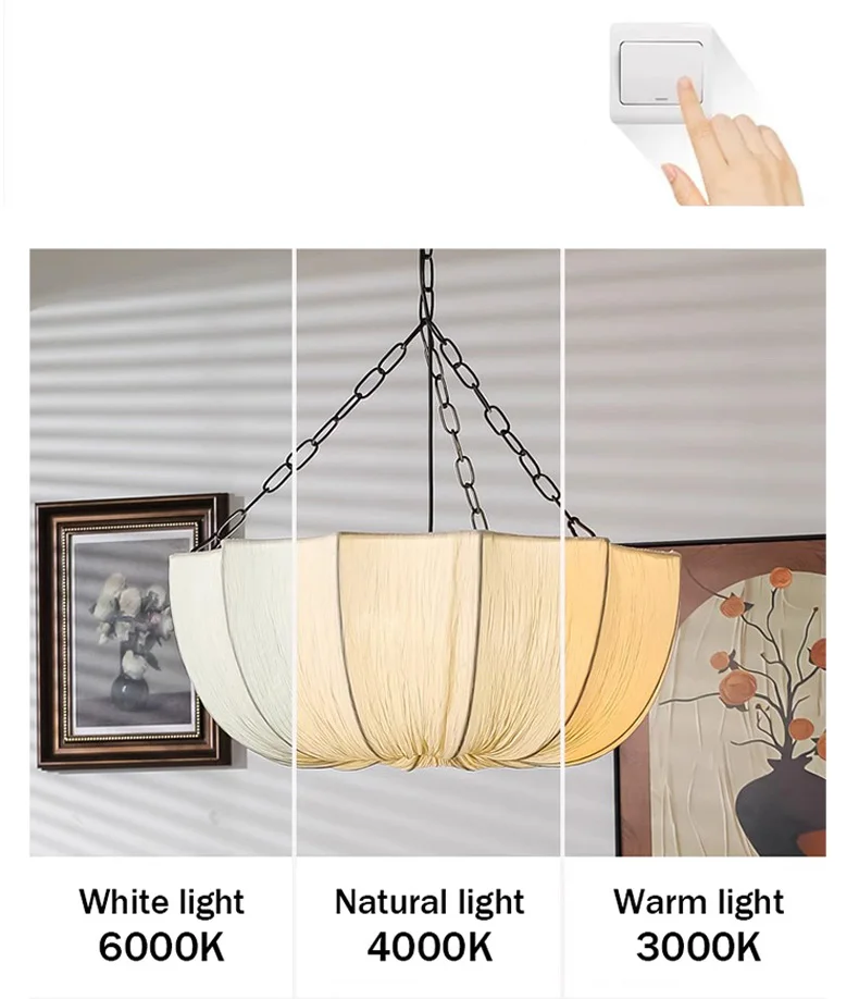 KumoWabi Japanse Wabi-Sabi Stoffen Hanglamp - plafondlamp - in de kamer
