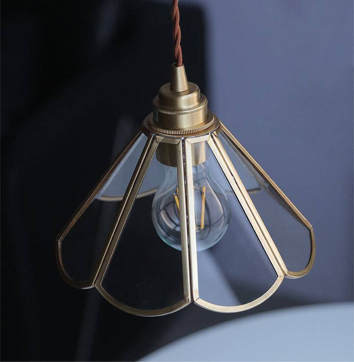 Messing Glazen Hanglamp - hanglampen - close-up