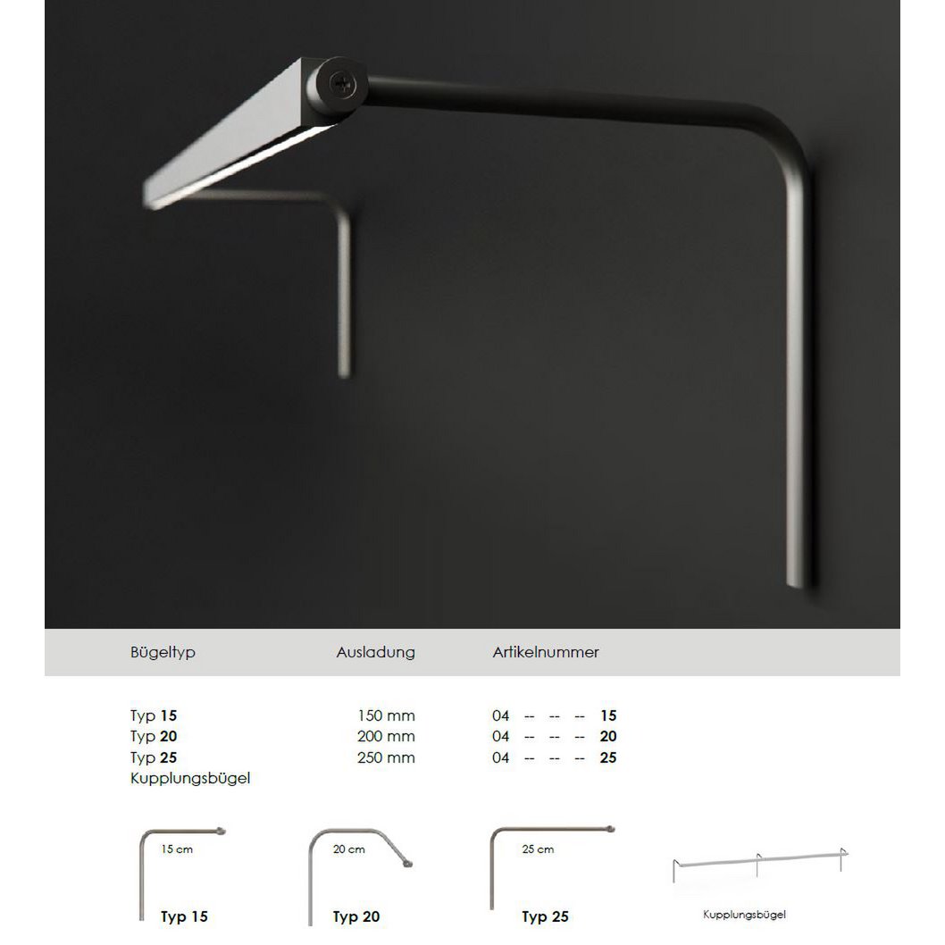 Betec Leuchten Manufactur - Angulus Schilderijlamp Duoled Van Messing, Beugeltype 250mm - wandlampen - close-up