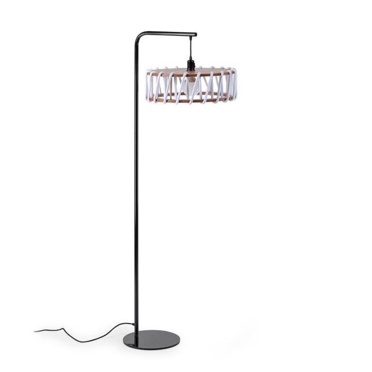 Emko - Macaron Vloerlamp, Zwart Frame, Witte Kap - vloerlamp - in de kamer