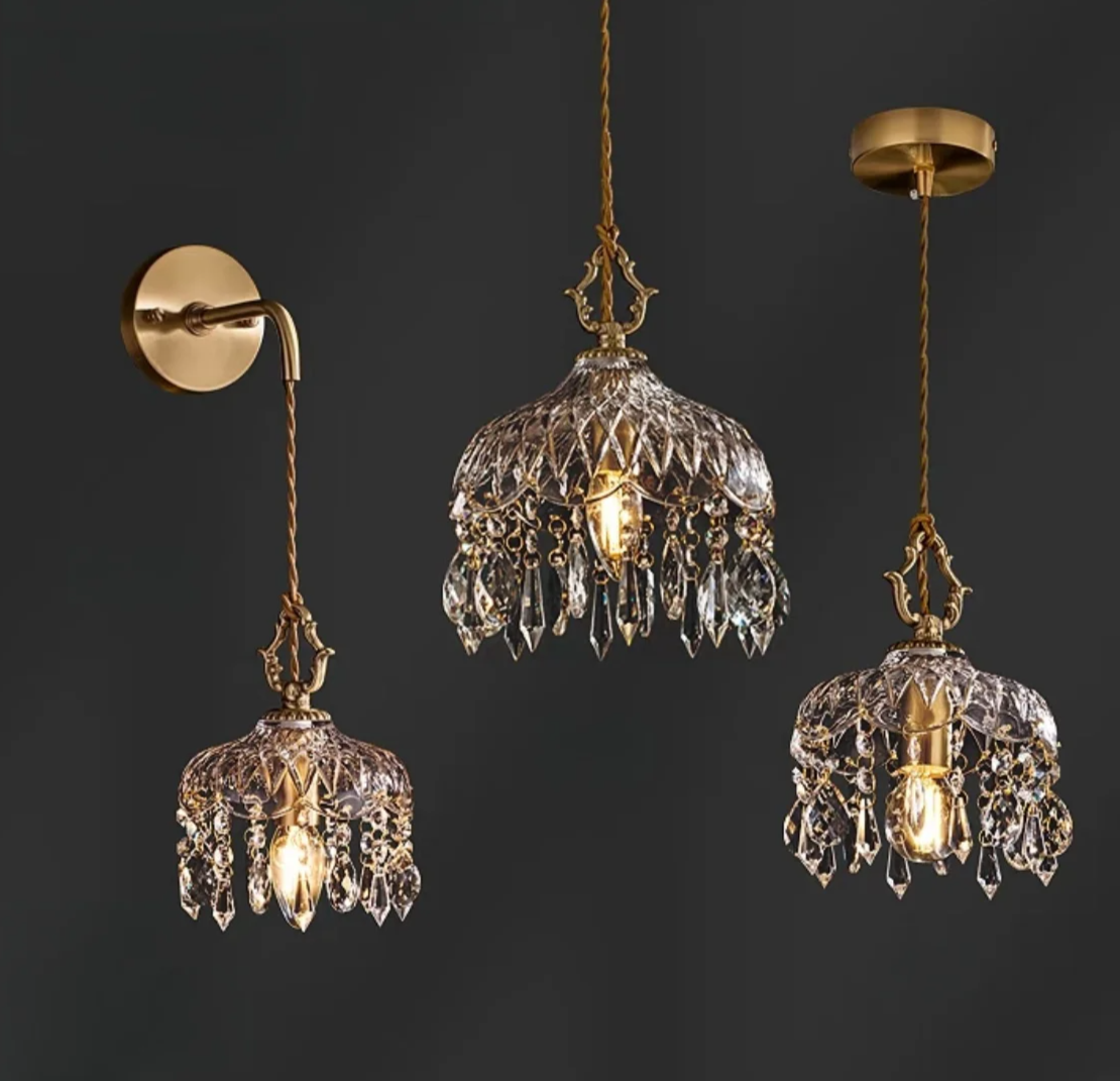 Franse Retro Glazen Hanglamp - hanglampen - close-up