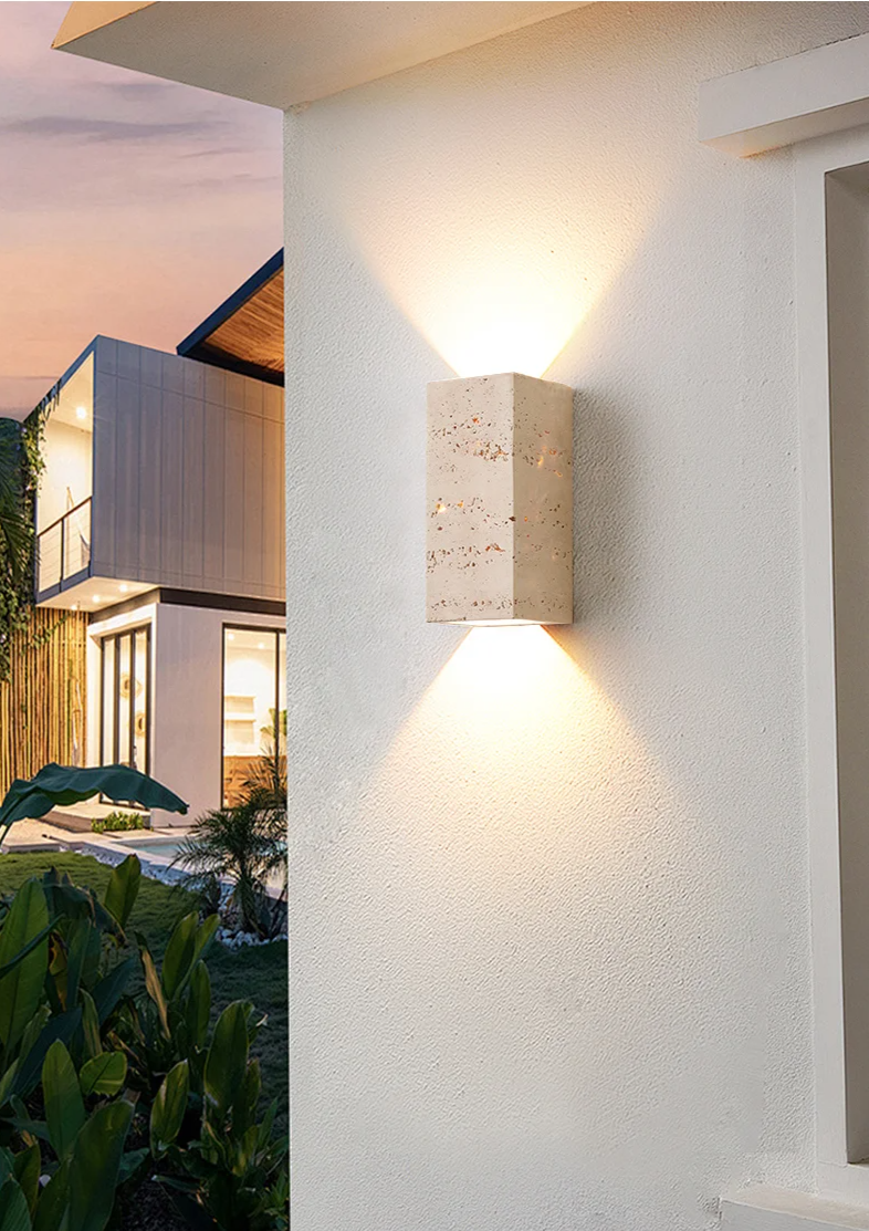 StoneBloc Buitenwandlamp – Natuurlijke Steenlook Wandlamp voor Tuin, Hal & Badkamer
