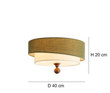 Wabi Sabi Vintage Plafondlamp – Cirkelvormige Groene/Witte Stoffen Lamp