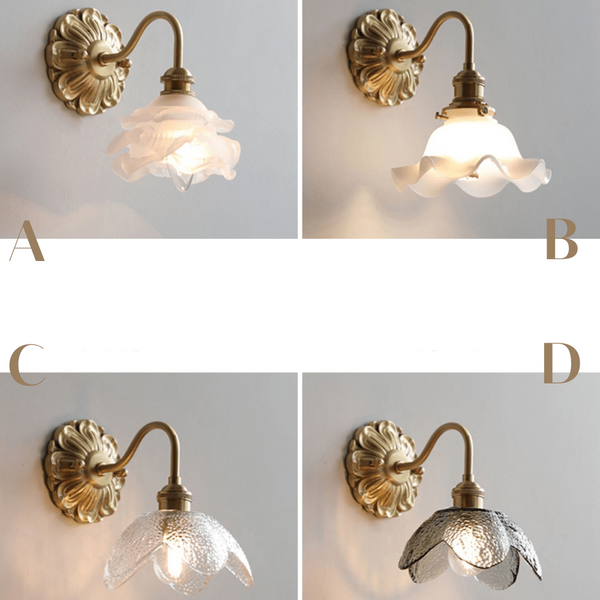 Gebogen Zwanenhals Glas Messing Wandlamp - wandlampen - detail