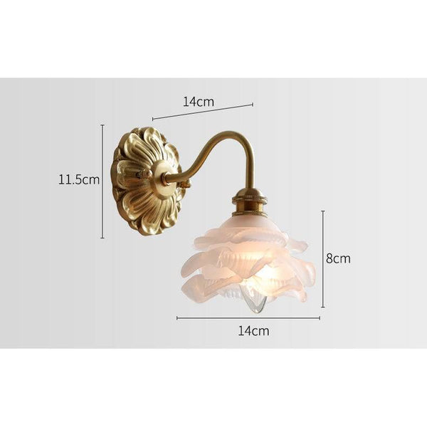 Gebogen Zwanenhals Glas Messing Wandlamp - wandlampen - close-up