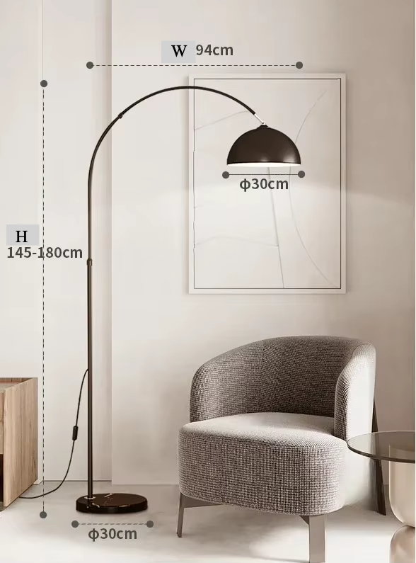 Nordic Arc Luxe Vloerlamp – Minimalistische LED Staande Lamp met Marmeren Basis