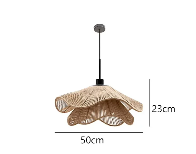 WabiRope Aura: Scandinavische Wabi Sabi Hennep Touw Hanglamp - hanglampen - detail
