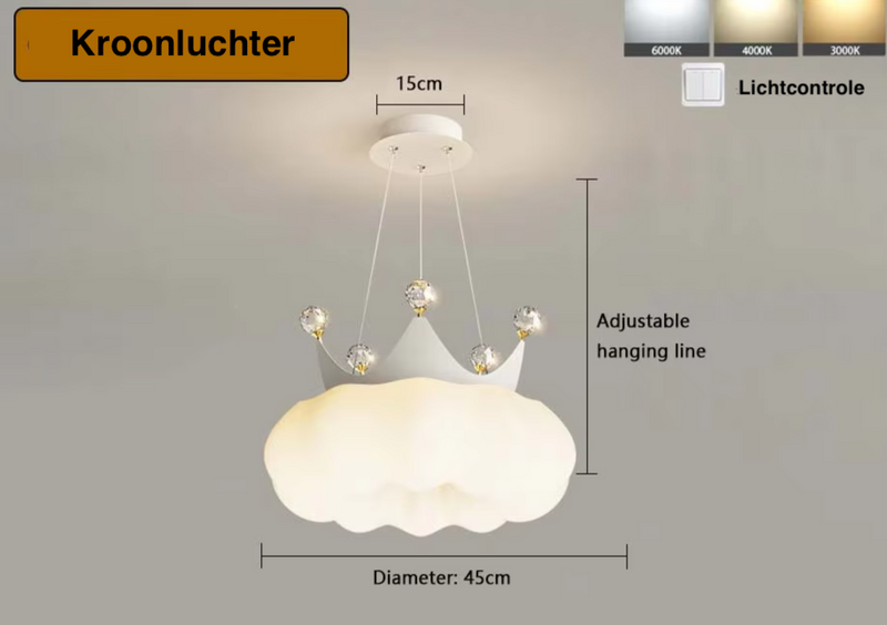 PrincessLume – Franse Kroonlamp met Crèmekleurige Windstijl