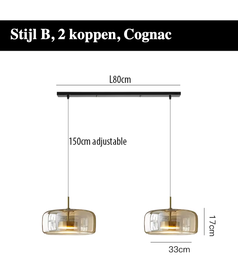 LumiGlow – Elegante Glassteen Hanglamp met LED-verlichting