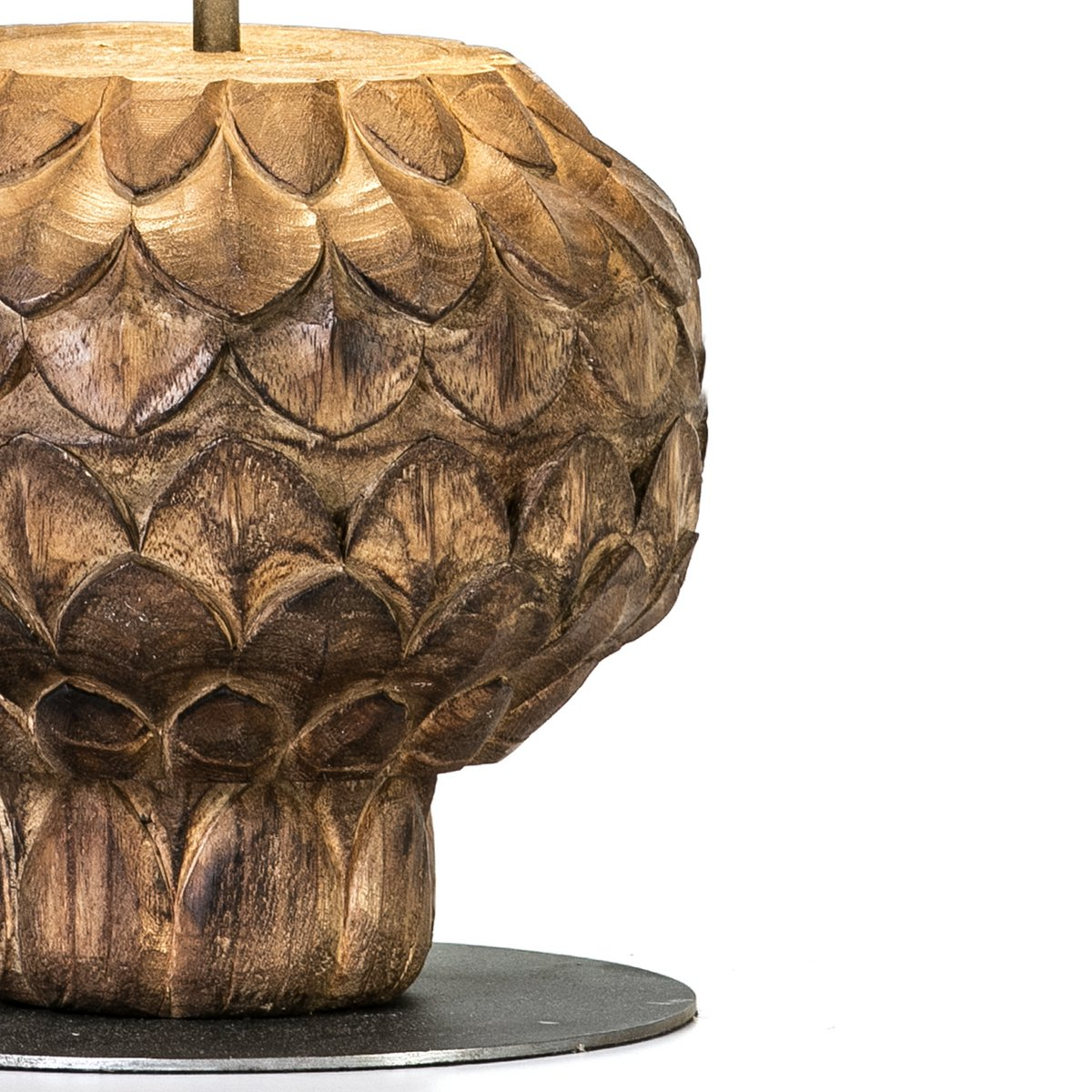 Alexandra Thai - Tafellamp 20X20X43 Metaal/Bruin Hout met Zwarte Lampenkap - tafellampen - detail
