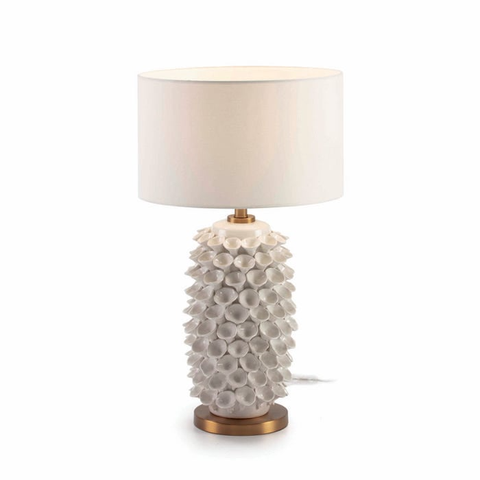 Alexandra Thai - Dessertlamp Zonder Pantalla 22X19X52 Ceramica Blanco/Metaal Goud - tafellampen