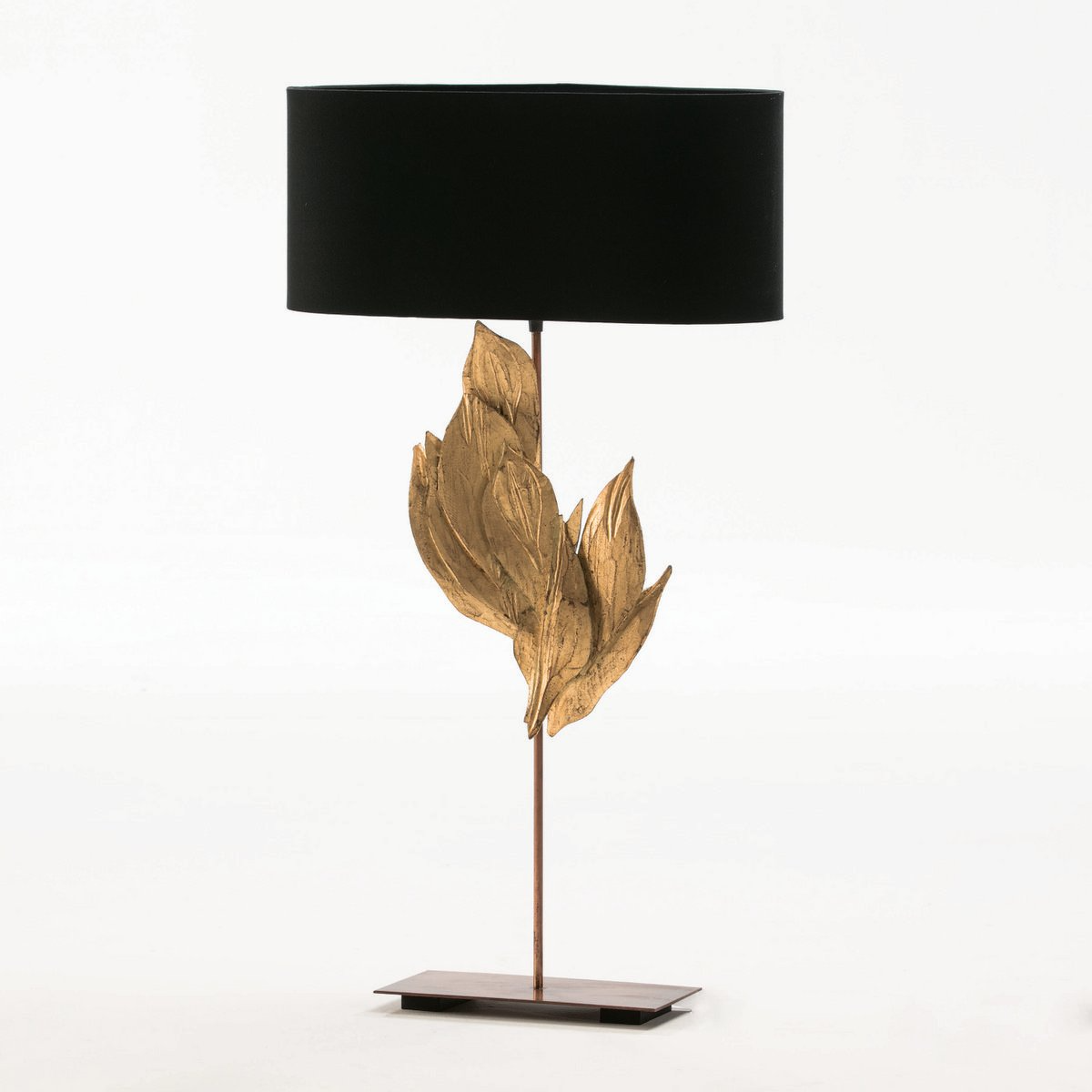 Alexandra Thai - Tafellamp 30X15X76 Metaal/Hout Lampenkap Zwart - tafellampen