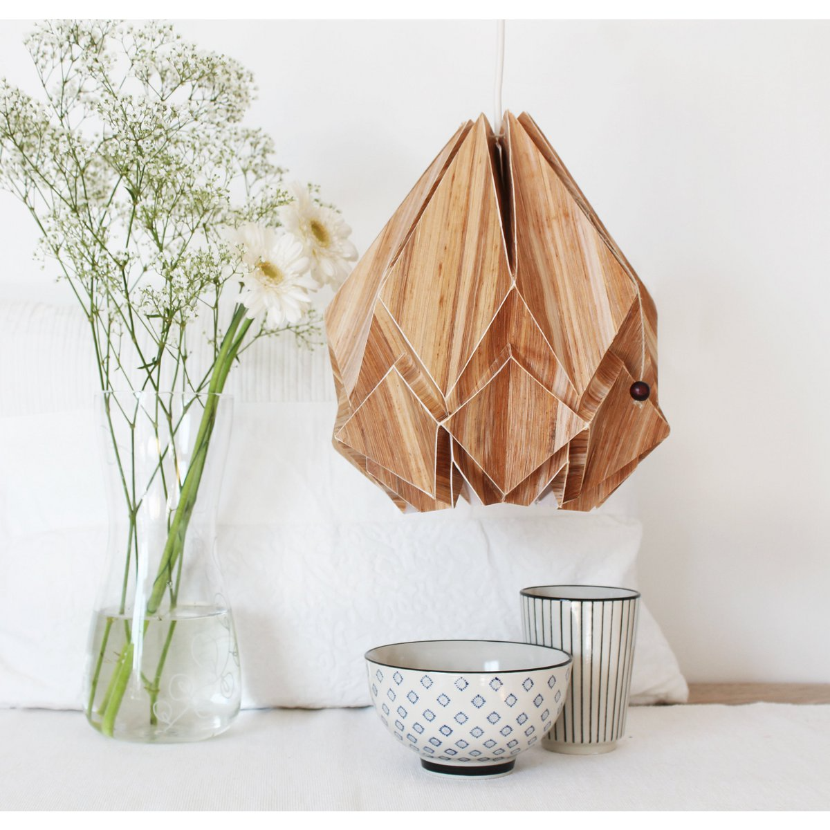 Tedzukuri Atelier - Origami Hanglamp In Ecowood En Papier - Maat M - hanglampen - in de kamer