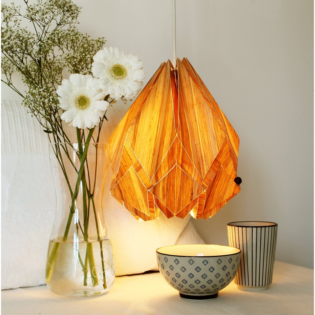Tedzukuri Atelier - Origami Hanglamp In Ecowood En Papier - Maat M - hanglampen - detail