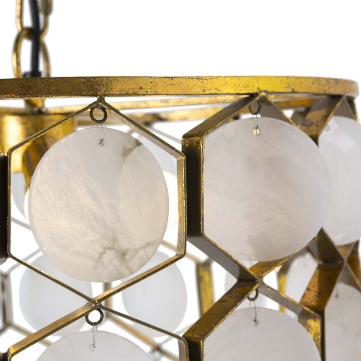 Alexandra Thai - Plafondlamp 46X46X40 Metaal Goud/Wit Marmer - plafondlampen - detail