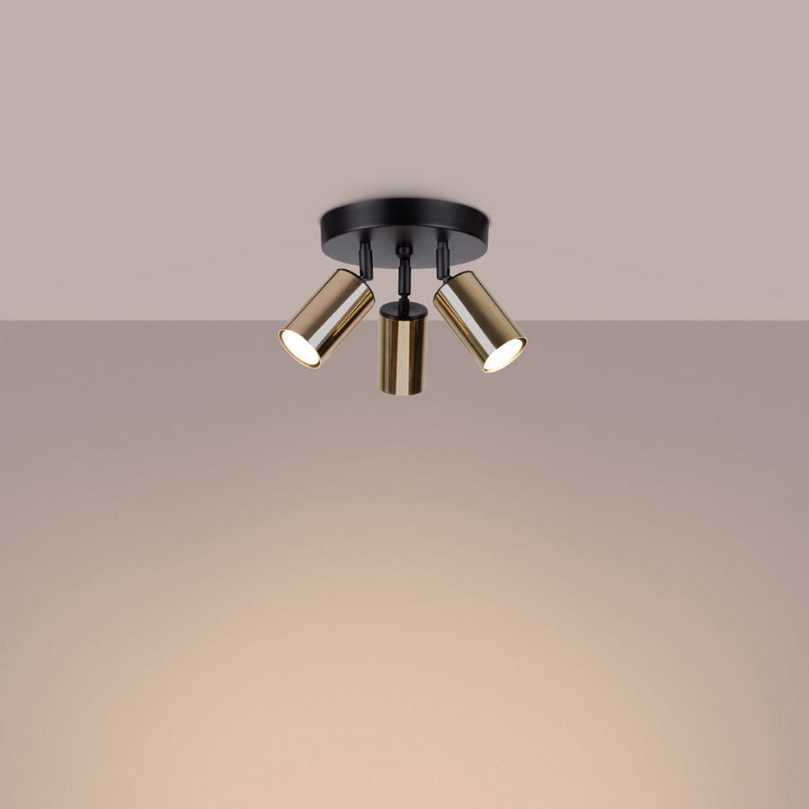 Lightinup SRL - Winx 3P Zwart/Gouden Plafondlamp