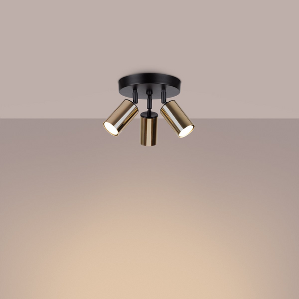 Lightinup SRL - Winx 3P Zwart/Gouden Plafondlamp