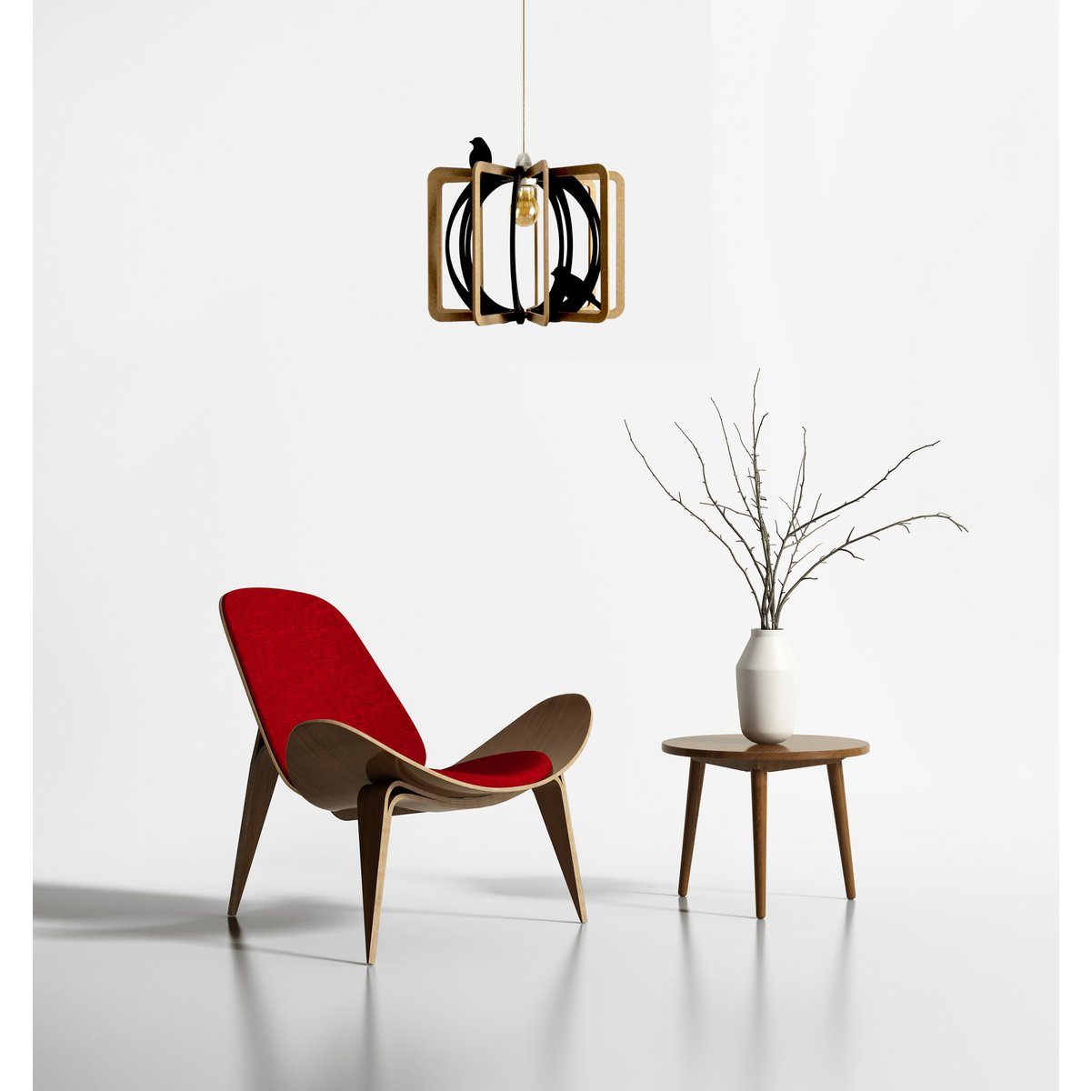 Rif - Houten Design Hanglamp - hanglampen - zijaanzicht