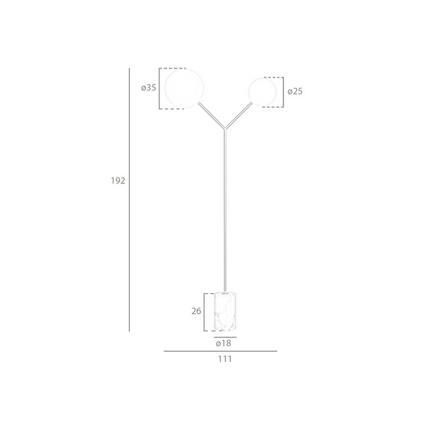 Angel Cerda - Staande Lamp In Calacatta Marmer, Verguld Staal En Wit Glas