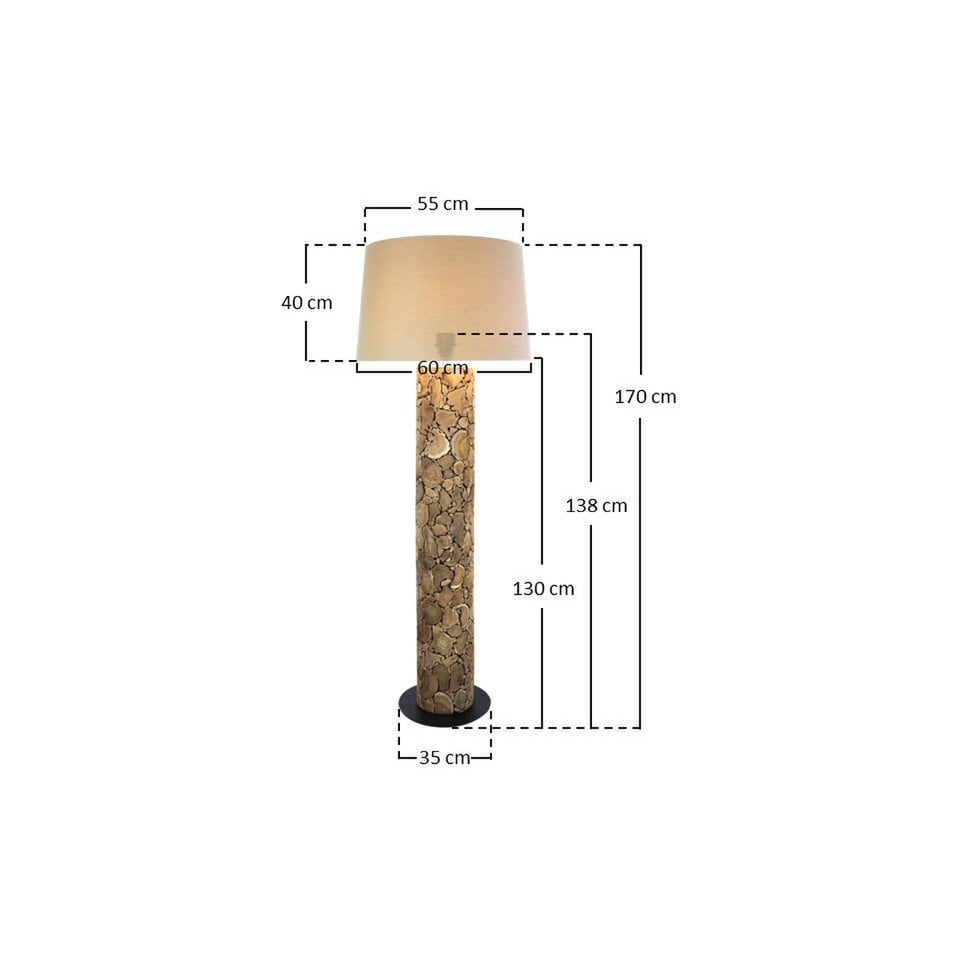 Salesfever - Vloerlamp Drijfhout Naturel/Wit - vloerlampen - detail