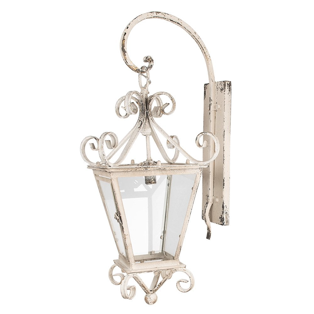 Clayre & Eef. - Wandlamp Beige, Ijzer En Glas 31X39X79 Cm E14/Max 1X25W