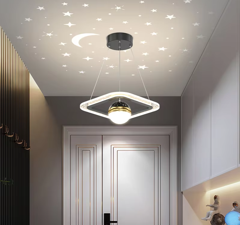 LunaNova LED Plafondlamp met Sterrenprojectie - hanglampen - zijaanzicht