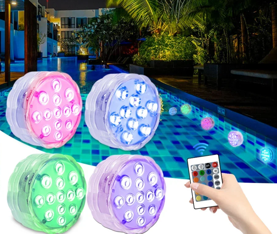 LUMISNAP 10-LED RGB Onderwaterlampen met Magnetische Bevestiging