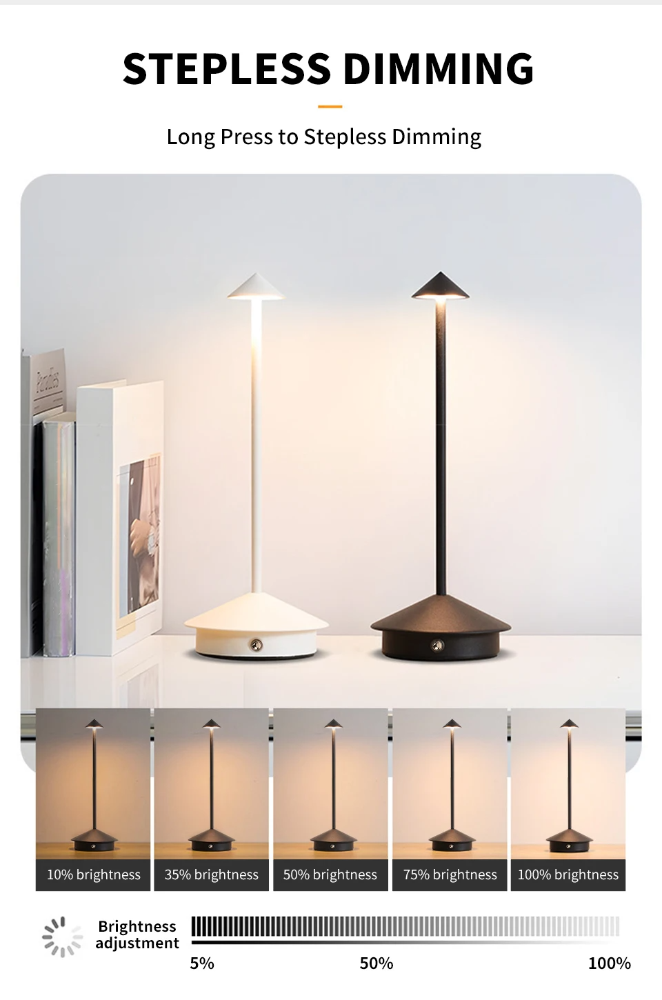 LumaTouch – Oplaadbare LED Tafellamp met Traploze Dimming - tafellampen - sfeerbeeld