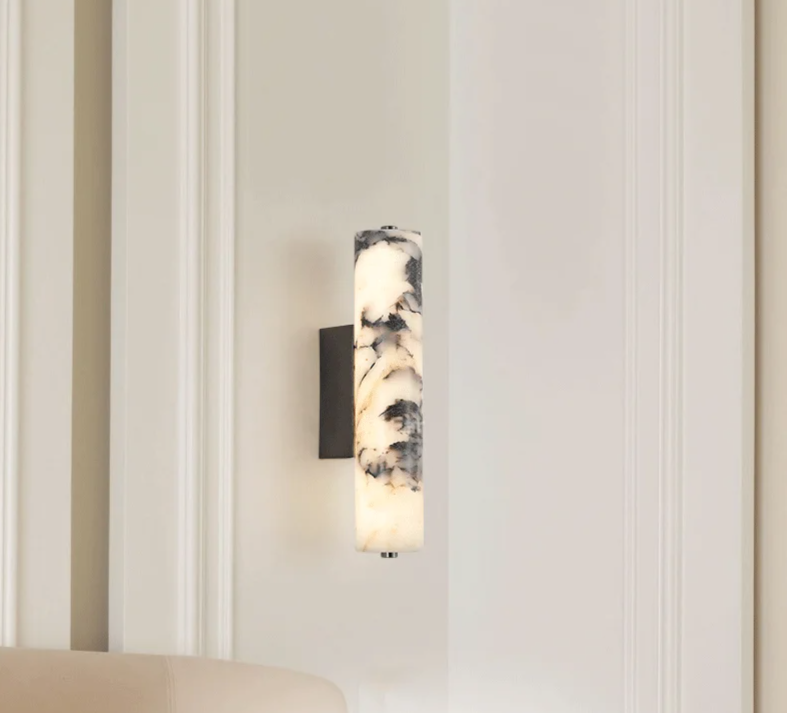 Marbella Lux Sconce – Natuurlijke Zwarte Marmeren Wandlamp in Italiaans Design voor Slaapkamer &a Woonkamer - wandlamp - afme