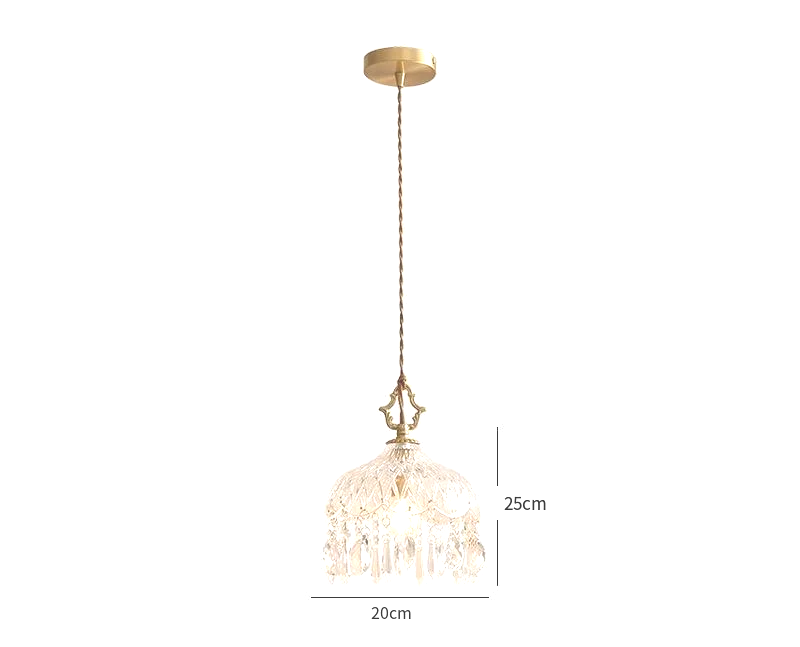 Franse Retro Glazen Hanglamp - hanglampen - zijaanzicht