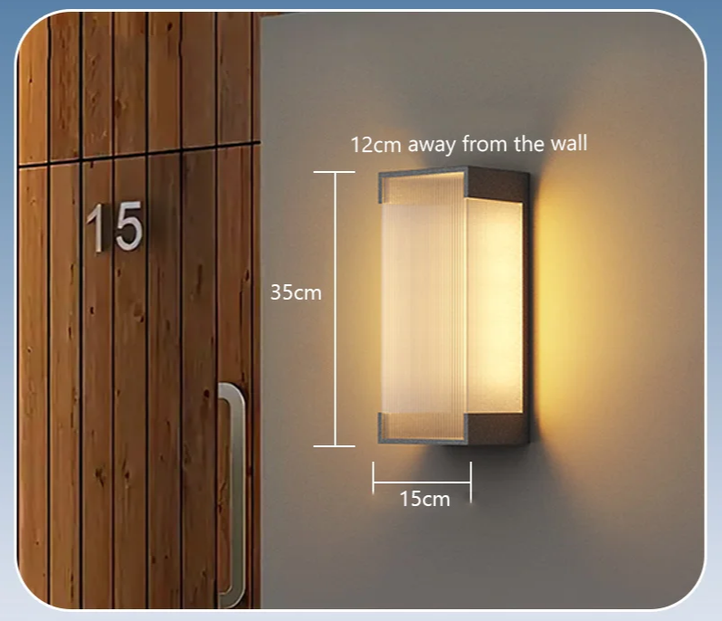 SolarSteel Wandlamp – Zonne-energie Buitenlamp in RVS - buitenverlichting - afmetingen