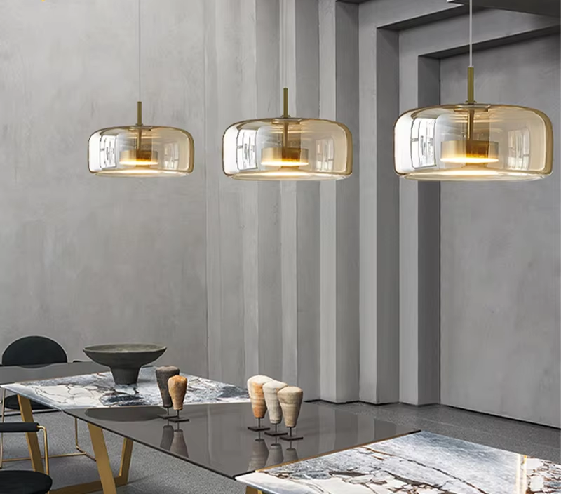 LumiGlow – Elegante Glassteen Hanglamp met LED-verlichting - hanglampen - sfeerbeeld