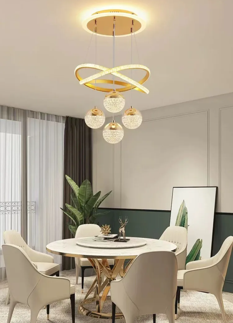 LumaCrest LED Hanglamp – Moderne Art Deco Sfeer voor Eetkamer en Woonruimte - plafondlamp - in de kamer