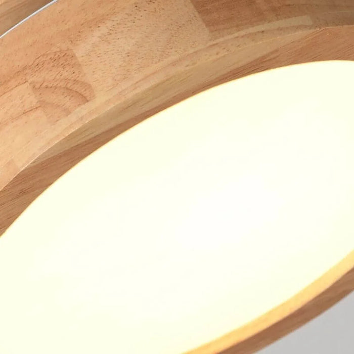 Houten Ronde Plafondlamp - plafondlamp - zijaanzicht