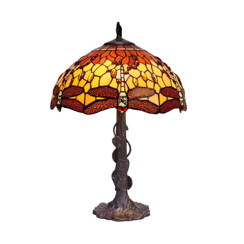 Alexandra Lighting - Grote Tafellamp Tiffany Rubberen Voet Diameter 40 Cm Belle Amber Serie