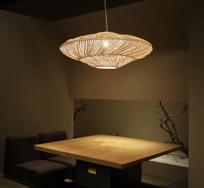 ZenRattan – Japanse Wabi-Sabi LED Hanglamp - plafondlamp - sfeerbeeld