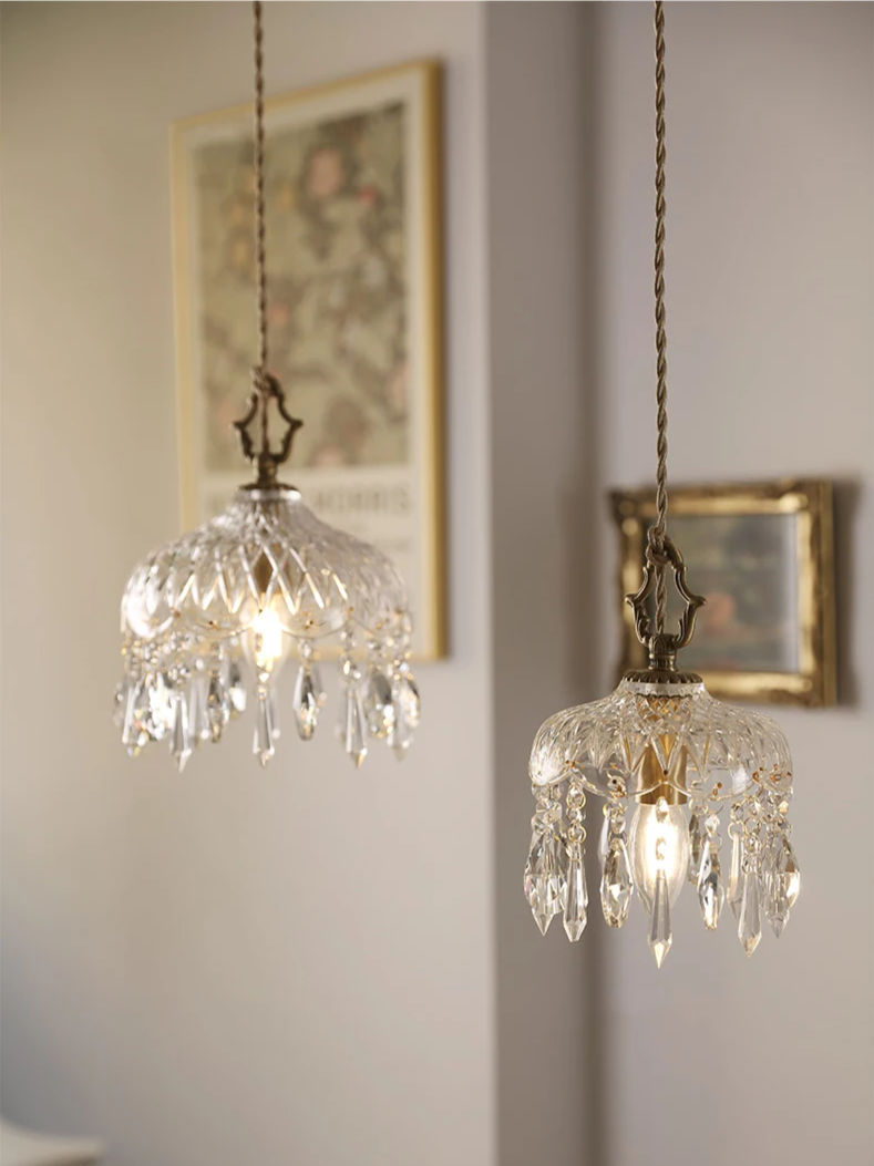 Franse Retro Glazen Hanglamp