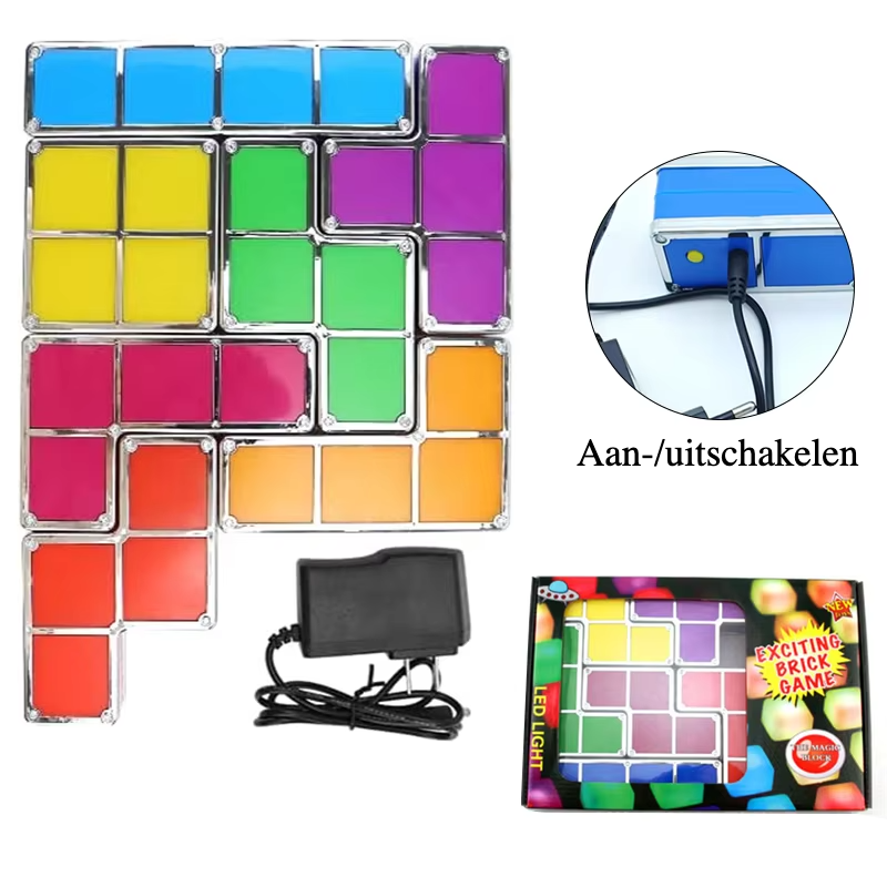 PixelGlow DIY Retro Game Lamp – Unieke Nachtlamp met Tetris Design - verlichting - zijaanzicht